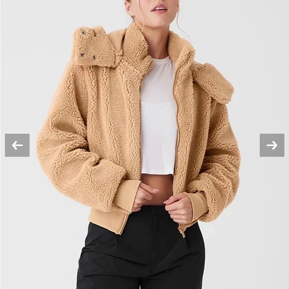 Women's Tan Sherpa Jacket - Picture 2 of 13